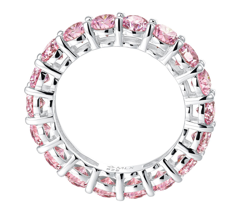 Moissanite Luxe Round Cut Eternity Band Ring, Sterling Silver — View 5