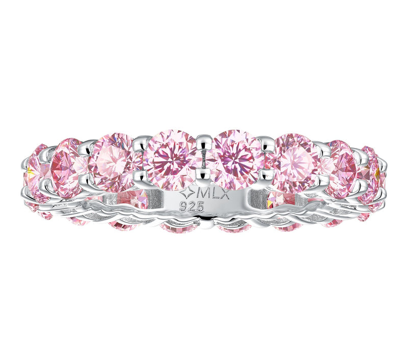 Moissanite Luxe Round Cut Eternity Band Ring, Sterling Silver — View 4