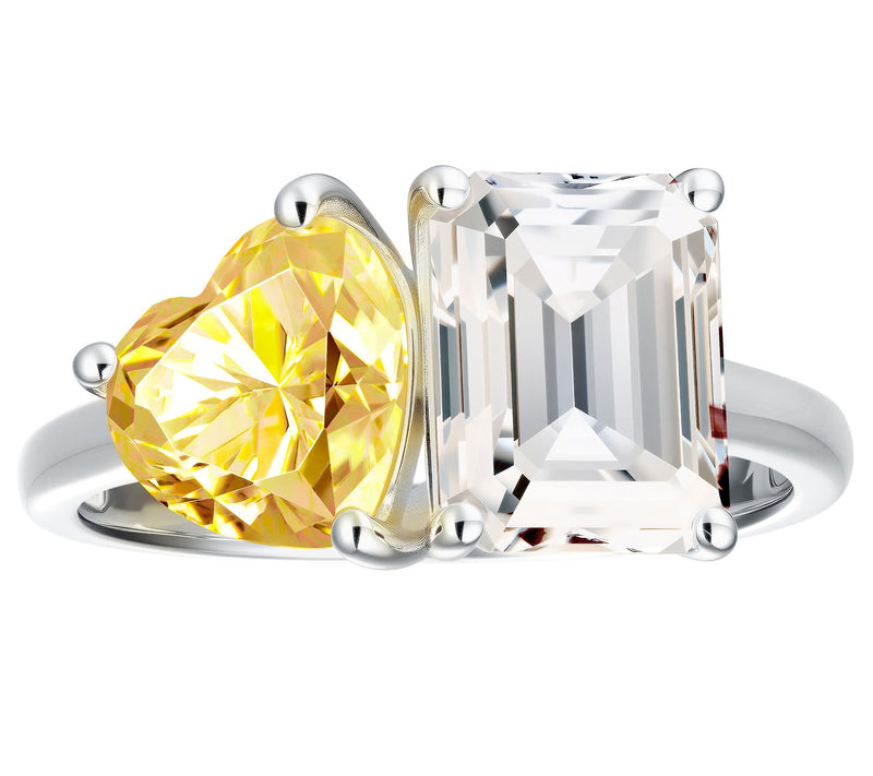 Moissanite Luxe Toi et Moi Ring, Sterling Silver — Main view