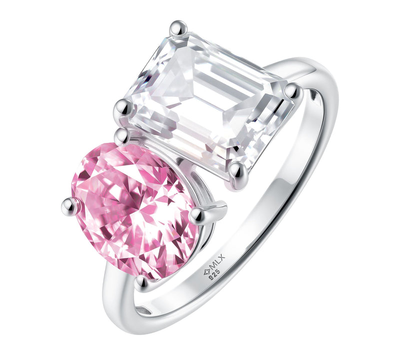 Moissanite Luxe Toi et Moi Ring, Sterling Silver — View 3
