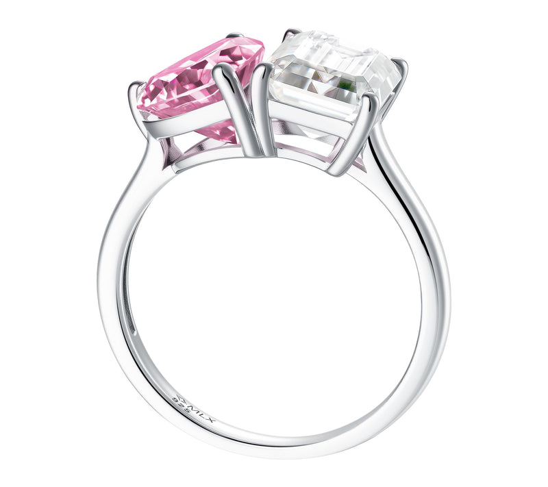 Moissanite Luxe Toi et Moi Ring, Sterling Silver — View 4