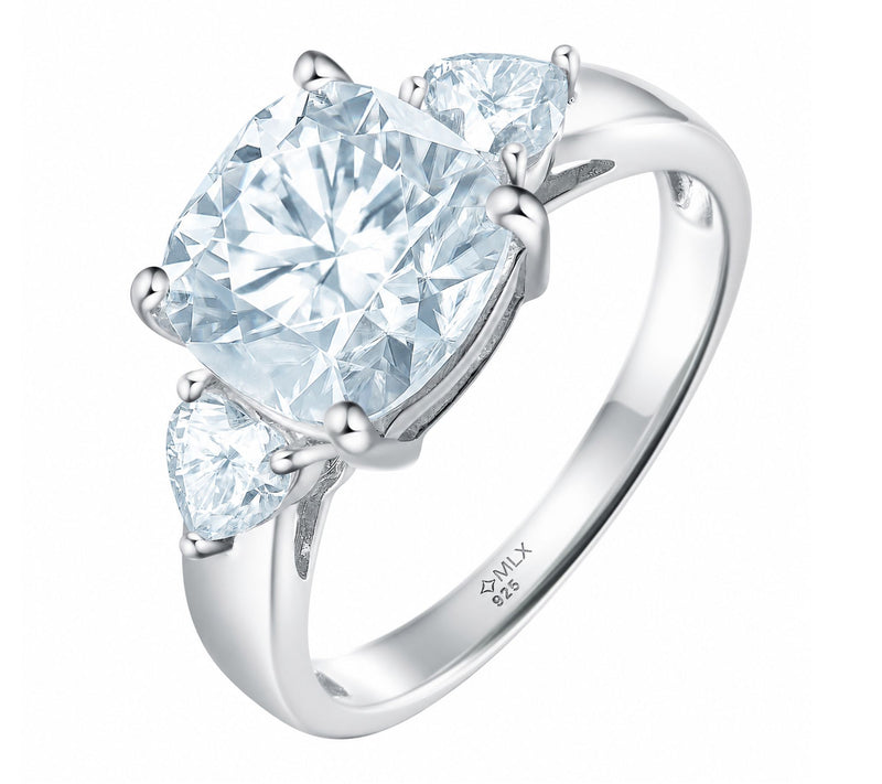 Moissanite Luxe 3.75 cttw 3-Stone Ring, Sterling Silver — View 6