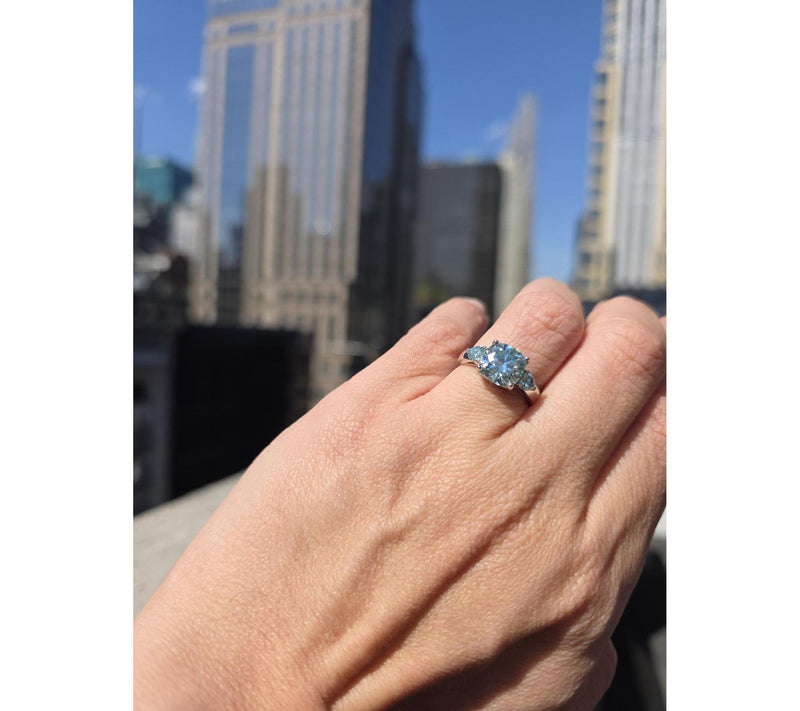 Moissanite Luxe 3.75 cttw 3-Stone Ring, Sterling Silver — View 2