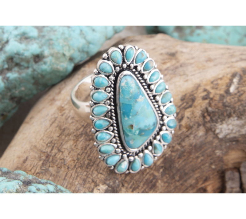 Barse Artisan Crafted Sedona Turquoise CocktailRing — View 3