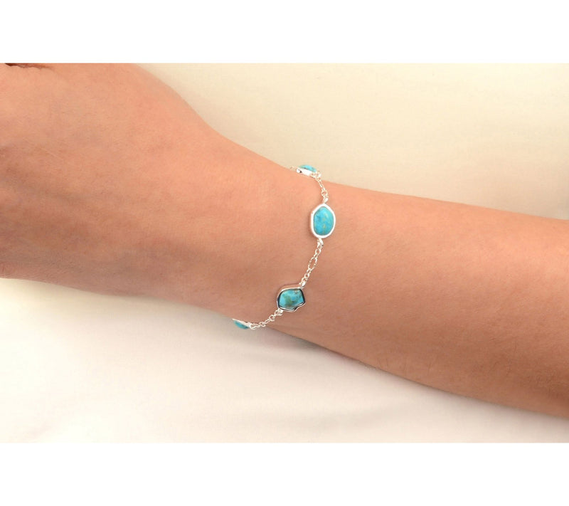 Barse Artisan Crafted Blue Turquoise Station Bracelet — View 4
