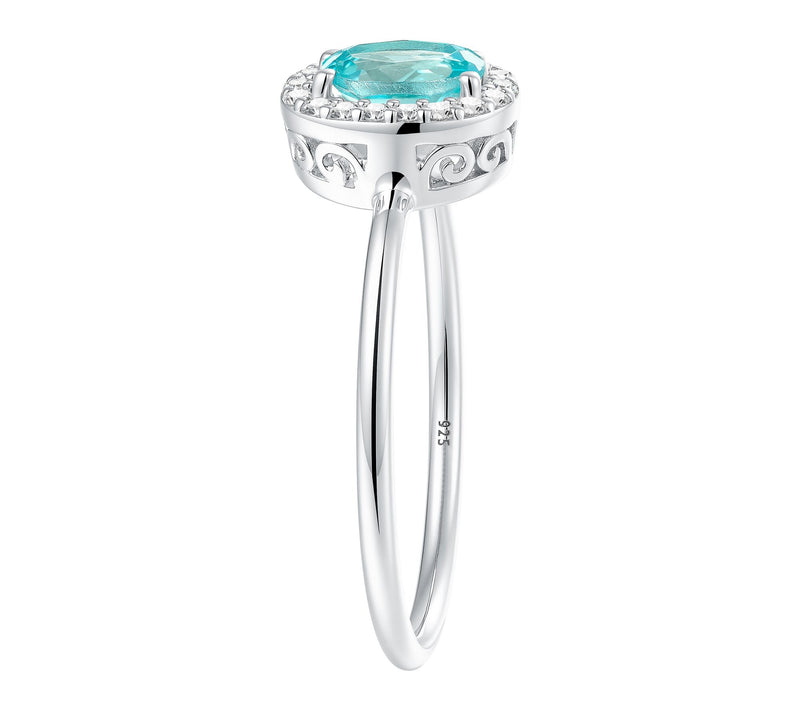 Affinity Gems Oval Cut Gemstone Halo Ring, Sterling Silver — View 10