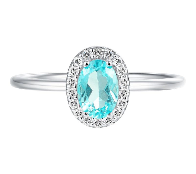 Affinity Gems Oval Cut Gemstone Halo Ring, Sterling Silver — View 9