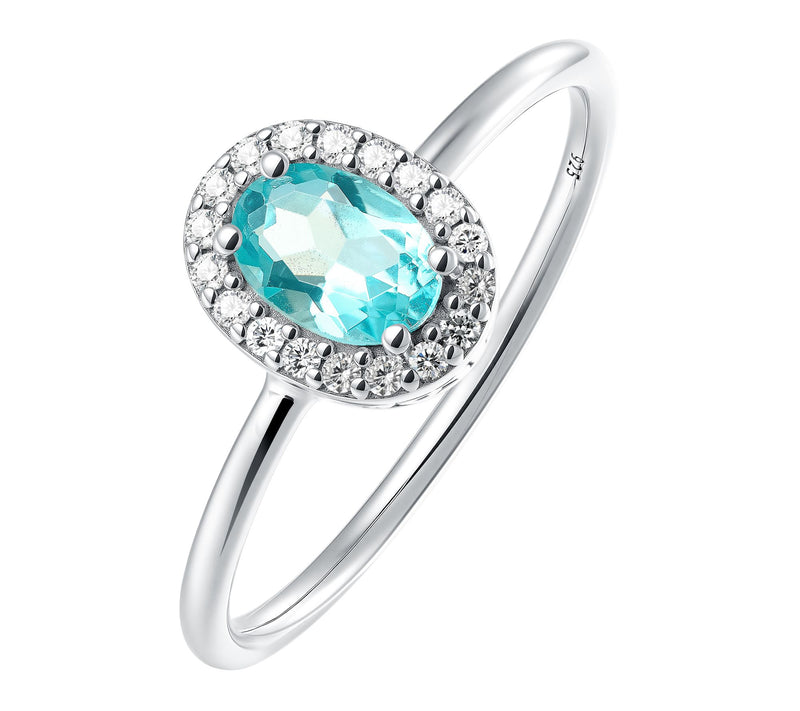 Affinity Gems Oval Cut Gemstone Halo Ring, Sterling Silver — View 16