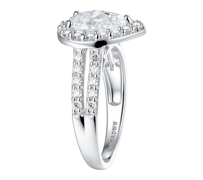 Fire Light 2.30 cttw Lab Grown Diamond Pear Cut Ring, Sterling — View 4