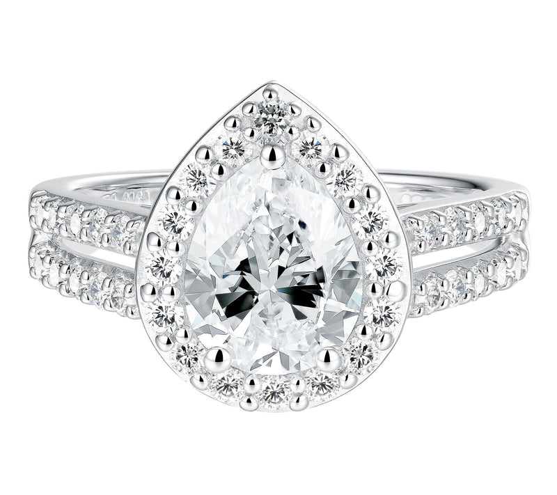 Fire Light 2.30 cttw Lab Grown Diamond Pear Cut Ring, Sterling — View 3