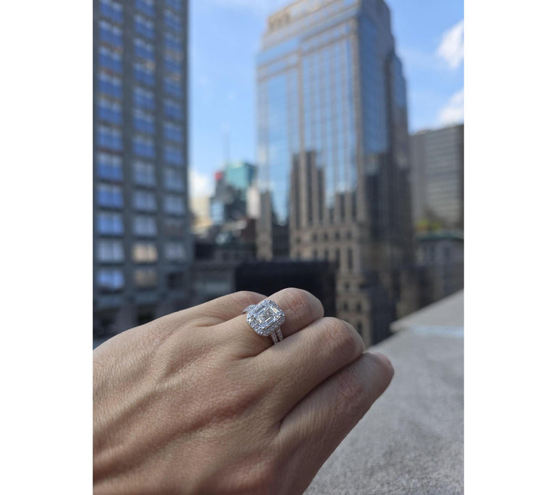 Fire Light 3.30 cttw Lab Grown Diamond Halo Ring, Sterling — View 2