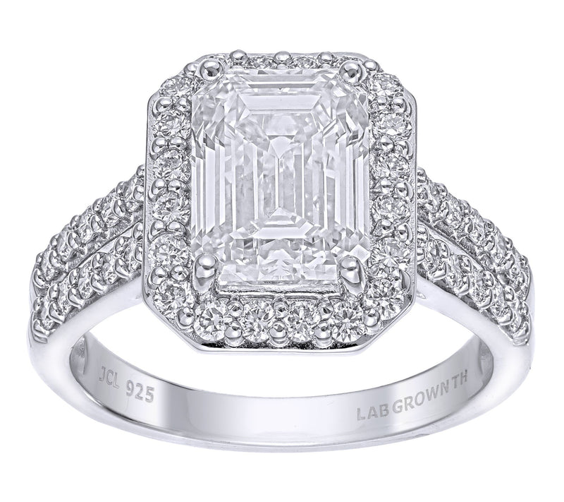 Fire Light 3.30 cttw Lab Grown Diamond Halo Ring, Sterling — Main view