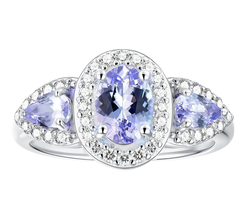 Affinity Gems Oval & Pear Cut Halo Ring, Sterling Silver — View 4