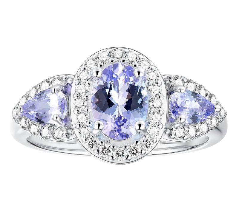 Affinity Gems Oval & Pear Cut Halo Ring, Sterling Silver — View 8