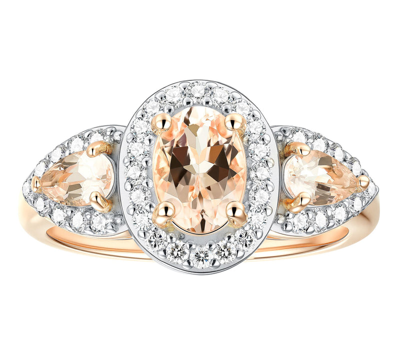 Affinity Gems Oval & Pear Cut Halo Ring, Sterling Silver — View 9