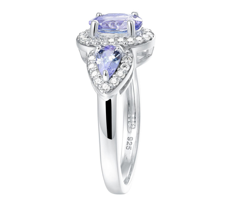 Affinity Gems Oval & Pear Cut Halo Ring, Sterling Silver — View 7