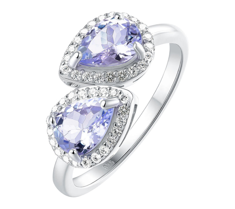 Affinity Gems Pear Halo Gemstone Bypass Ring, Sterling — View 7