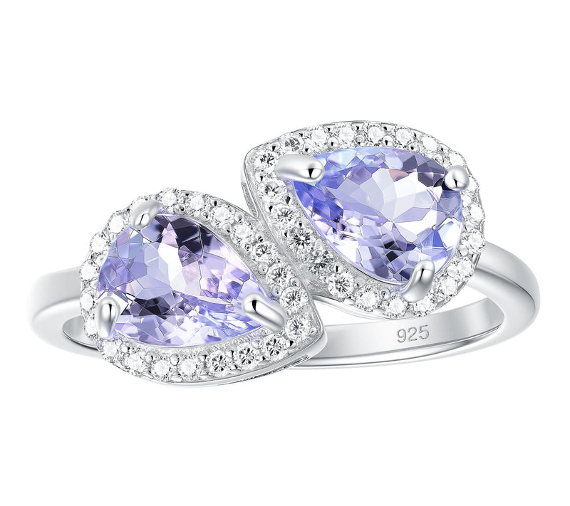 Affinity Gems Pear Halo Gemstone Bypass Ring, Sterling — View 9