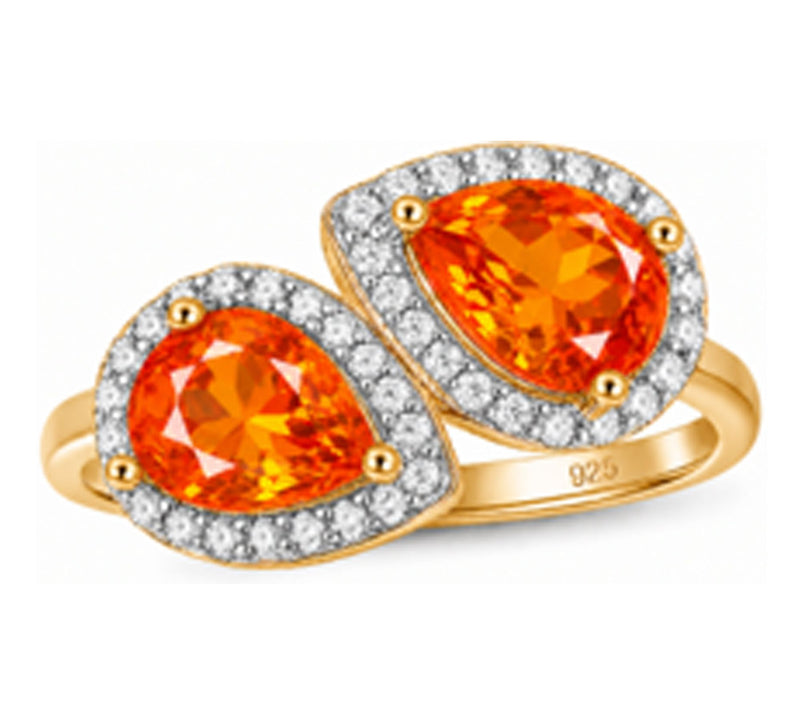 Affinity Gems Pear Halo Gemstone Bypass Ring, Sterling — View 11