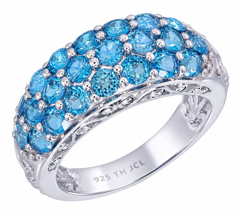 Affinity Gems Multi-Row Pave Gemstone Dome Ring, Sterling — View 4