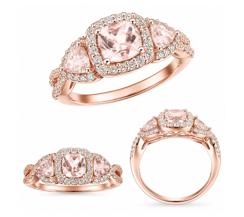 Affinity Gems 1.15 cttw Halo Gemstone Ring, 14KRose Plated — View 2