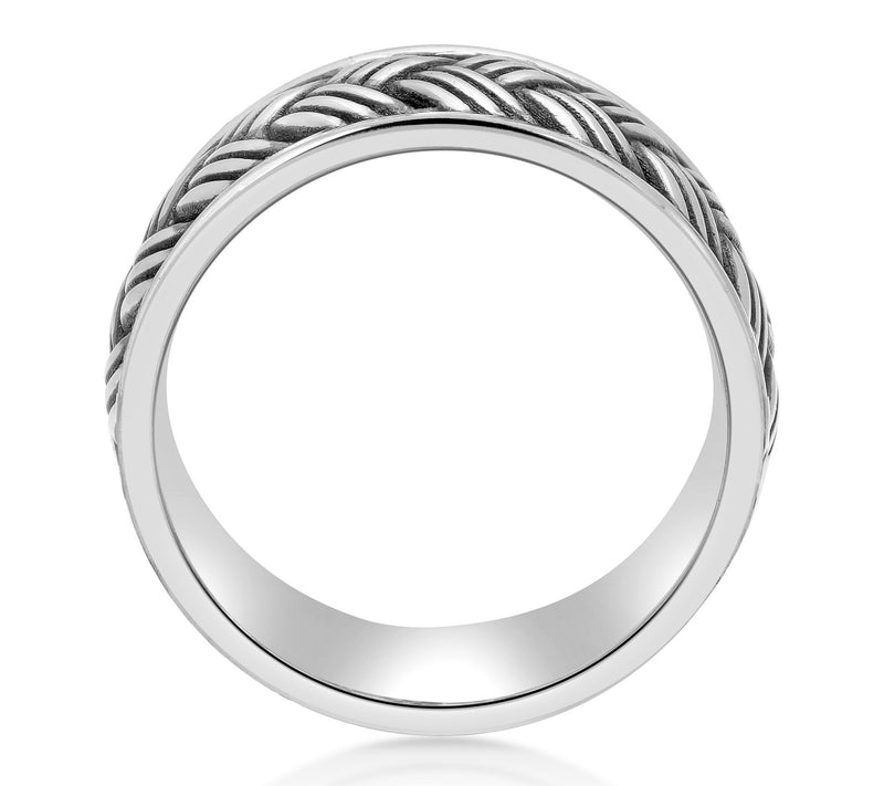LYNX Men's Sterling Silver Weave Pattern Ring — View 4