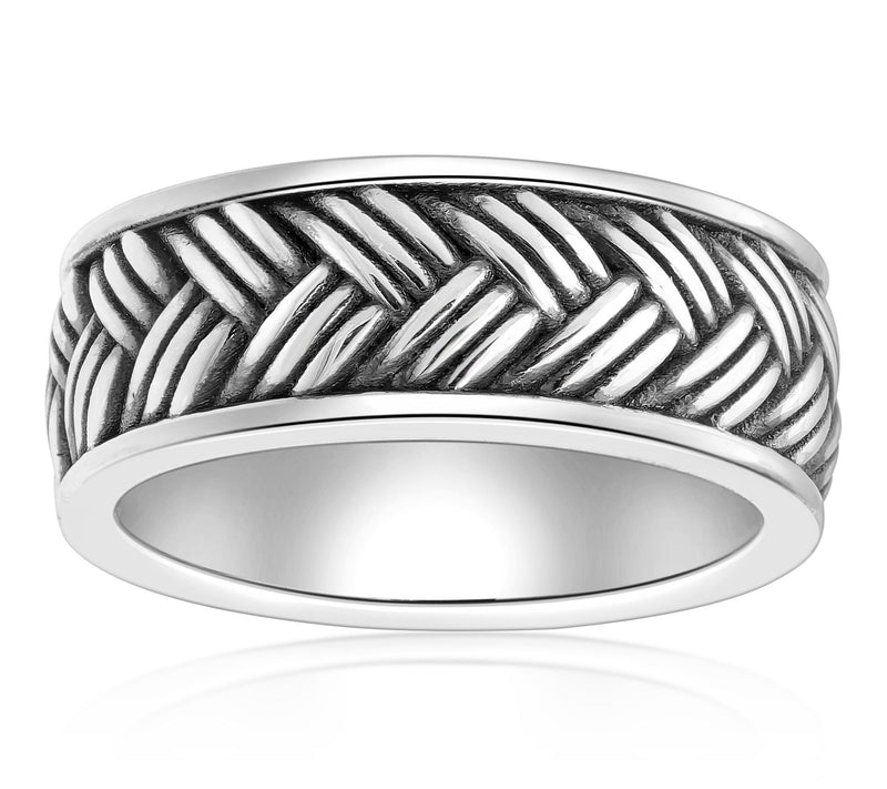 LYNX Men's Sterling Silver Weave Pattern Ring — Main view