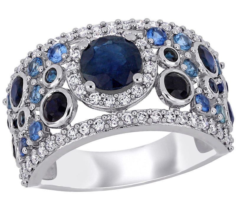 14K 2.65 cttw S apphire & 1/2 c ttw Diamond Hal o Cluster Ring — Main view