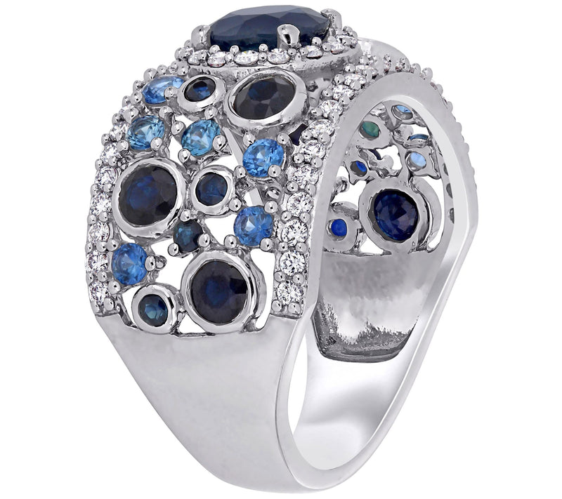 14K 2.65 cttw S apphire & 1/2 c ttw Diamond Hal o Cluster Ring — View 2