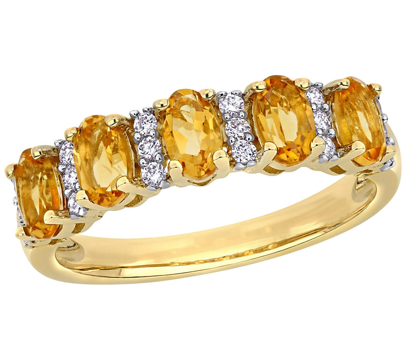 Bellini 1.15 cttw Citrine & 1/7cttw Diamond Semi-Eternity Ring — Main view