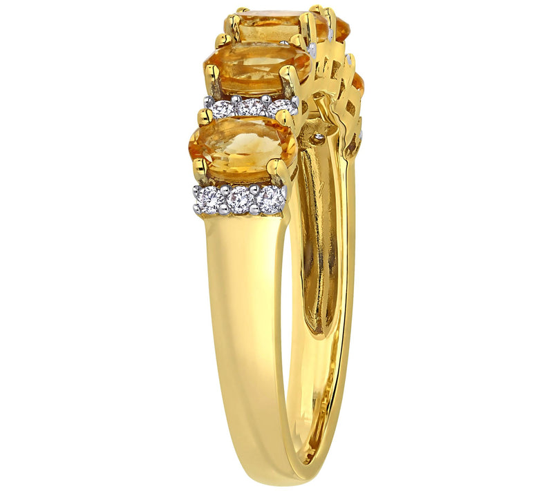 Bellini 1.15 cttw Citrine & 1/7cttw Diamond Semi-Eternity Ring — View 2