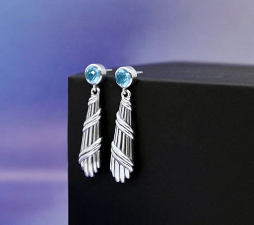 Peter Thomas Roth Deco Sterling Blue Topaz DropEarrings — View 2