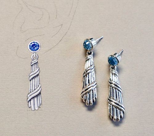 Peter Thomas Roth Deco Sterling Blue Topaz DropEarrings — View 3