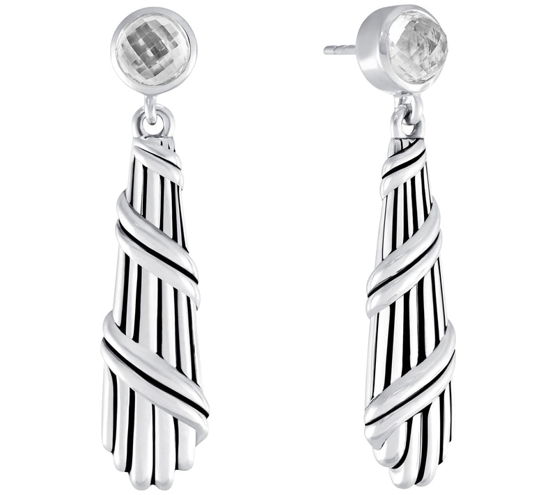 Peter Thomas Roth Deco Sterling Rock Crystal Drop Earrings — Main view