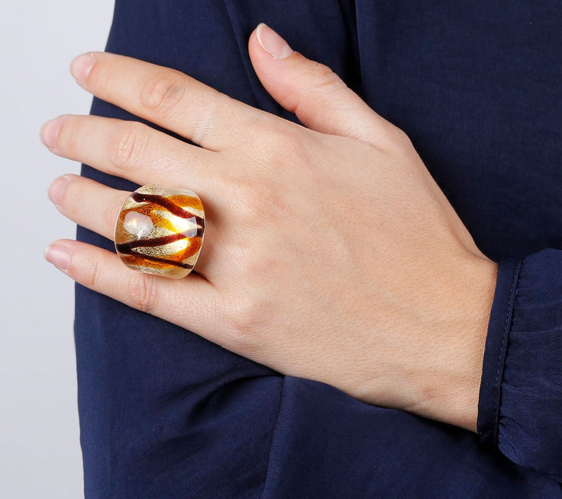 Murano Glass Domed Swirl Ring — View 11