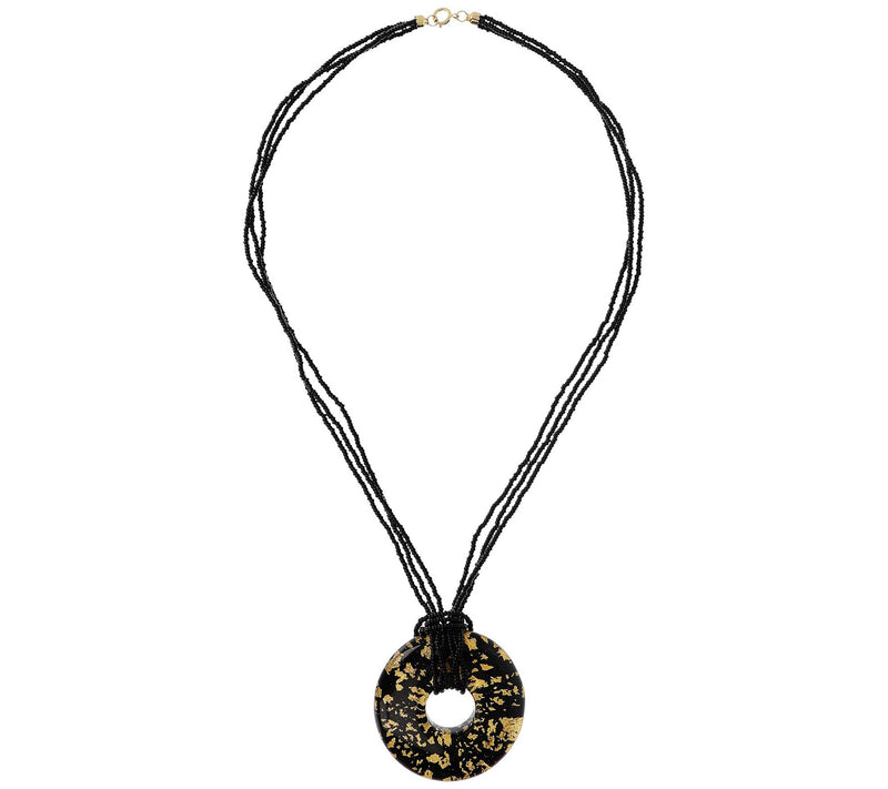 Italian Gold Murano Glass Pendant with Bead Chain — View 6
