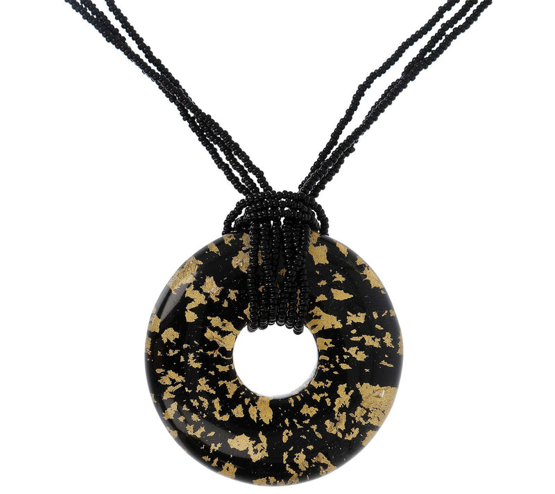 Italian Gold Murano Glass Pendant with Bead Chain — View 3