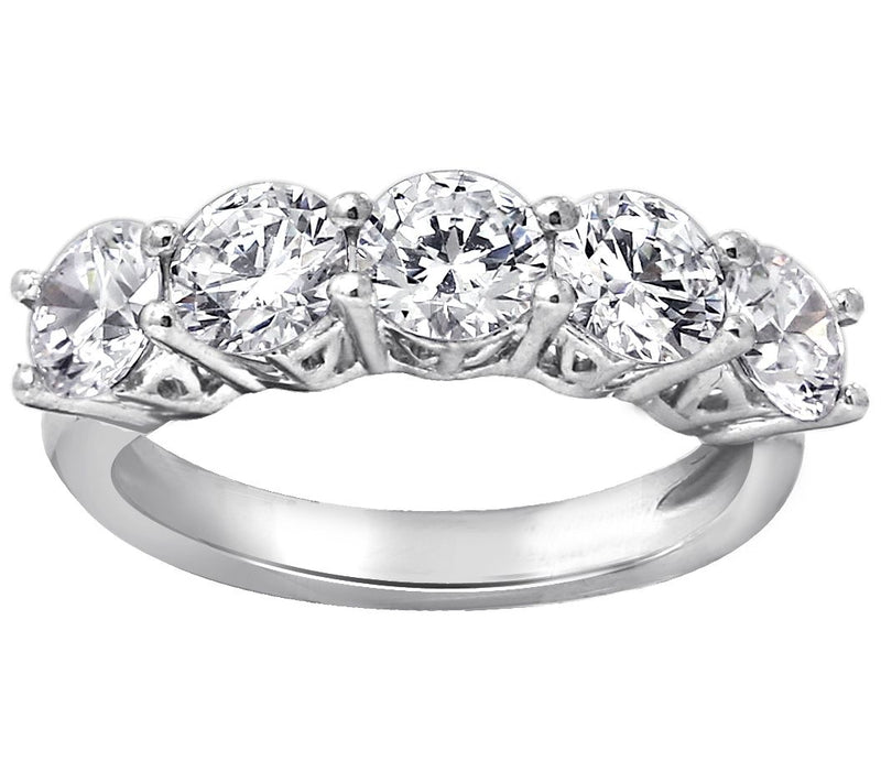 Diamonique 2.00cttw 5-Stone Ring, Sterling — View 5