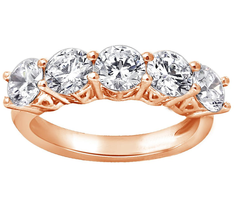 Diamonique 2.00cttw 5-Stone Ring, Sterling — Main view