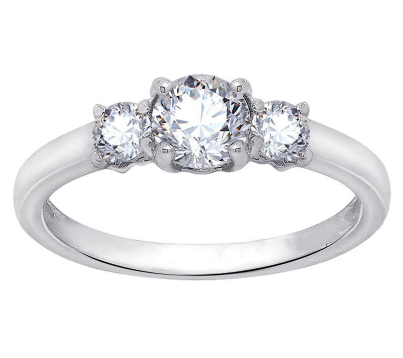 Diamonique 1.00cttw Round 3-Stone Ring, Sterling — View 5