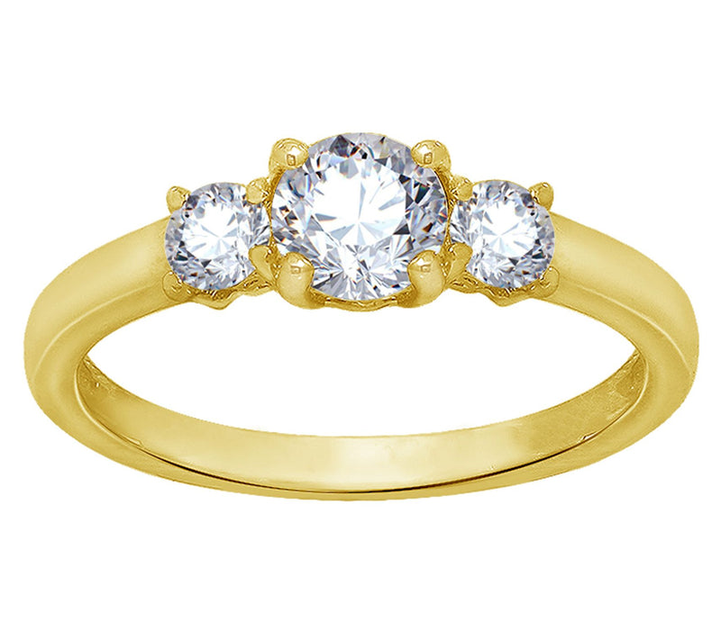 Diamonique 1.00cttw Round 3-Stone Ring, Sterling — View 7