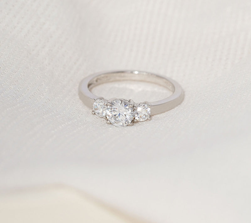 Diamonique 1.00cttw Round 3-Stone Ring, Sterling — View 10