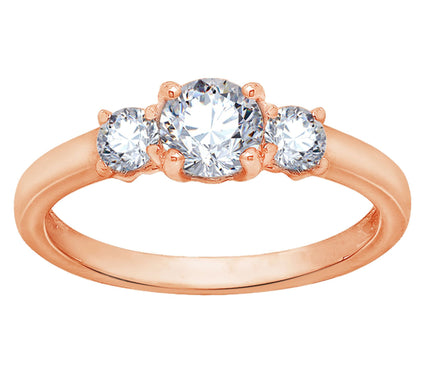 Diamonique 1.00cttw Round 3-Stone Ring, Sterling