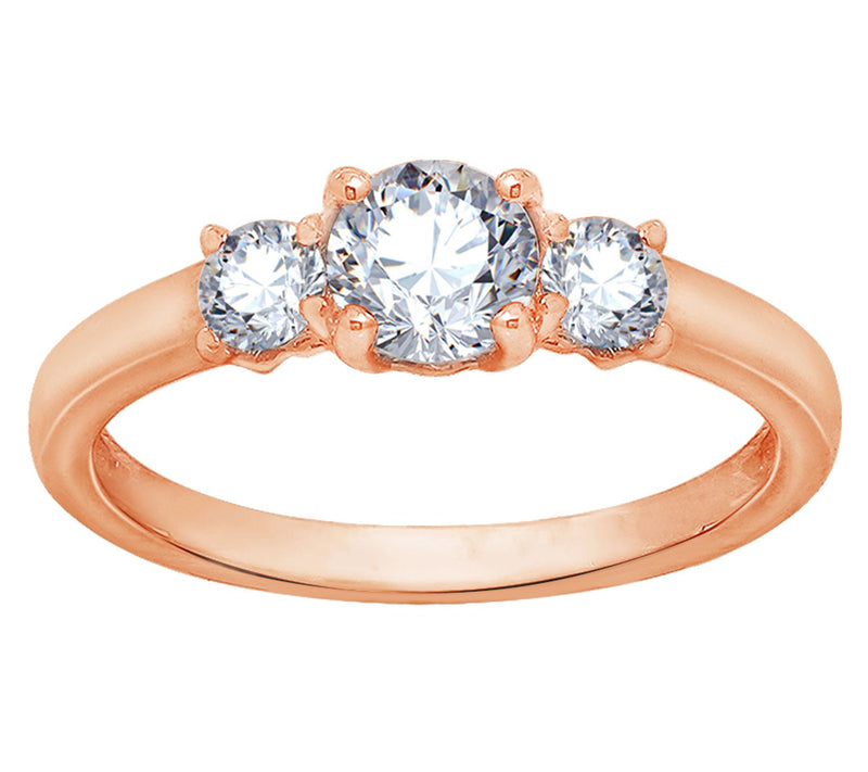 Diamonique 1.00cttw Round 3-Stone Ring, Sterling — Main view