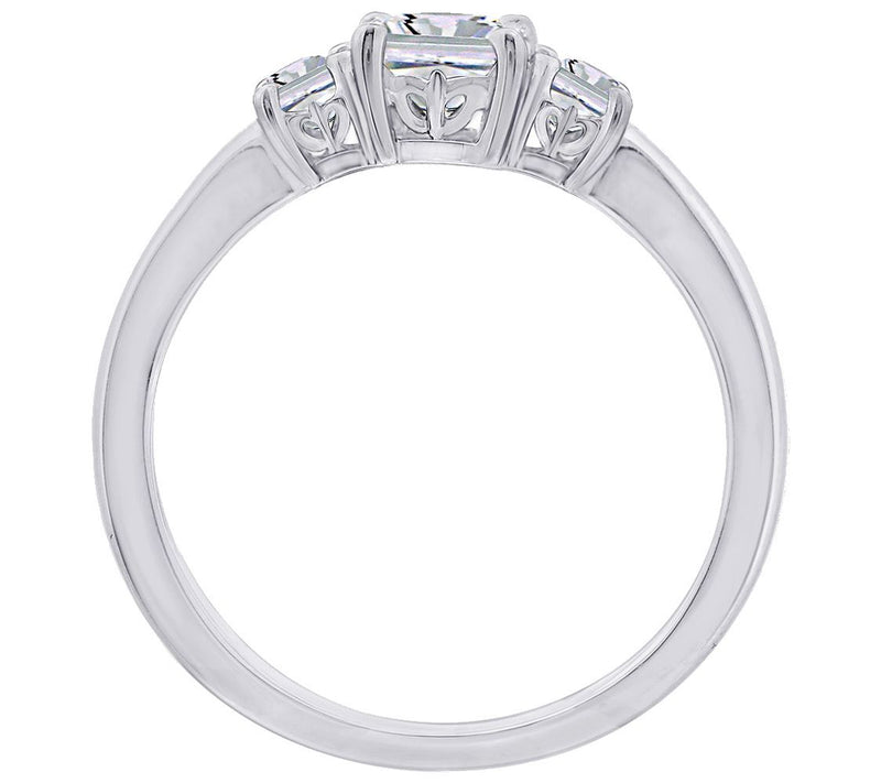 Diamonique 1.00 cttw Princess-Cut 3-Stone R ing, Sterling — View 9