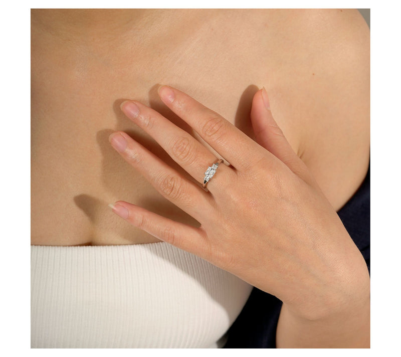 Diamonique 1.00 cttw Princess-Cut 3-Stone R ing, Sterling — View 10
