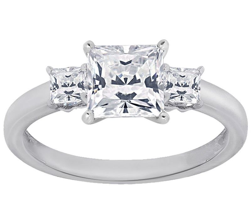 Diamonique 1.00 cttw Princess-Cut 3-Stone R ing, Sterling — View 5