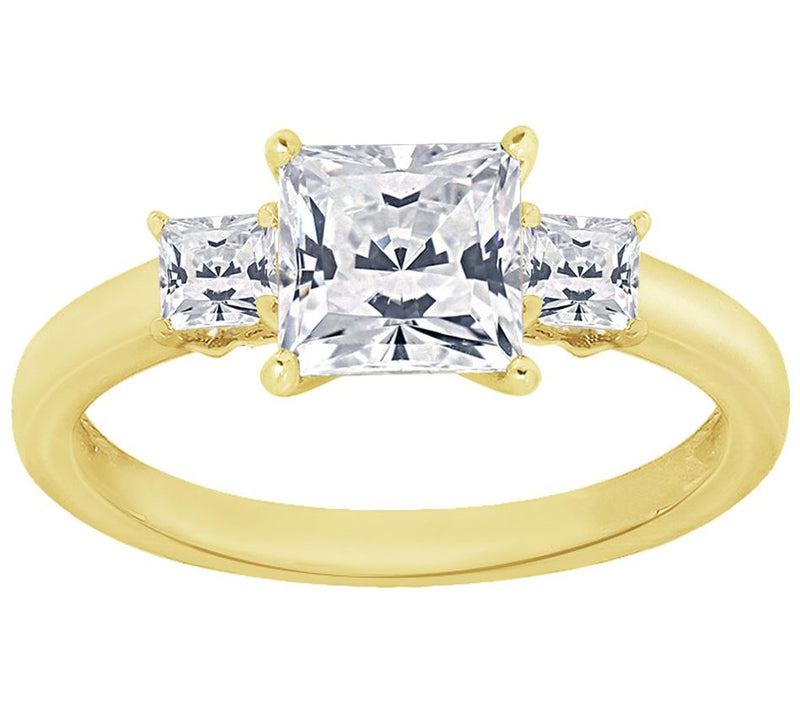 Diamonique 1.00 cttw Princess-Cut 3-Stone R ing, Sterling — View 7