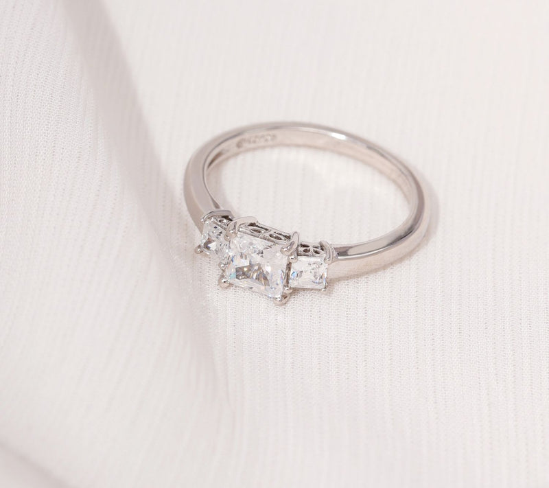 Diamonique 1.00 cttw Princess-Cut 3-Stone R ing, Sterling — View 11