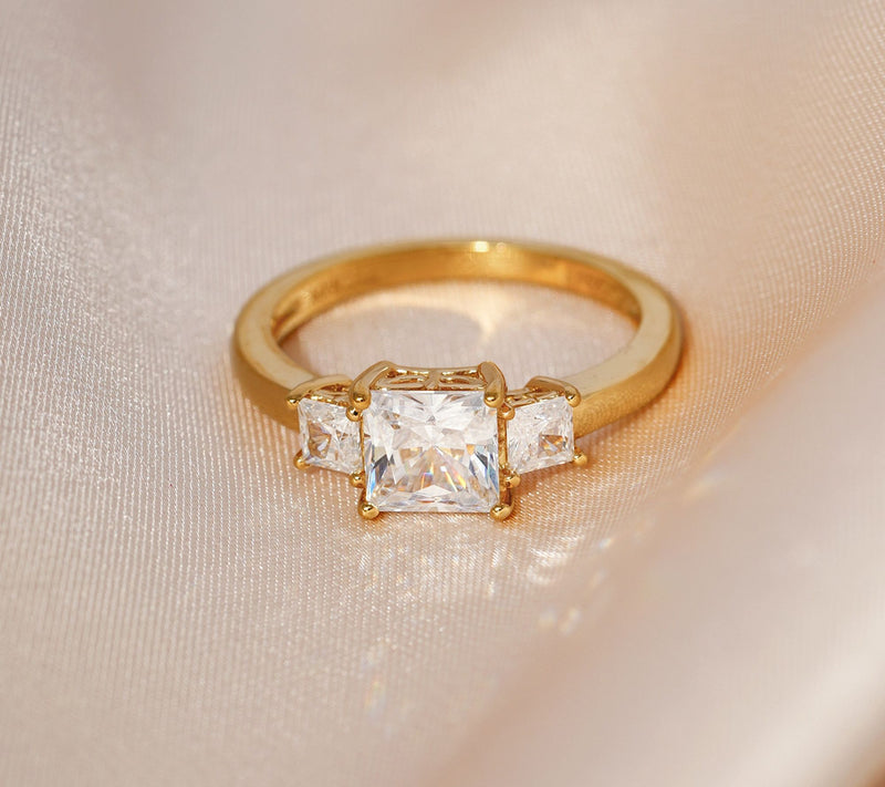 Diamonique 2.00 cttw Princess-Cut 3-Stone R ing, Sterling — View 10